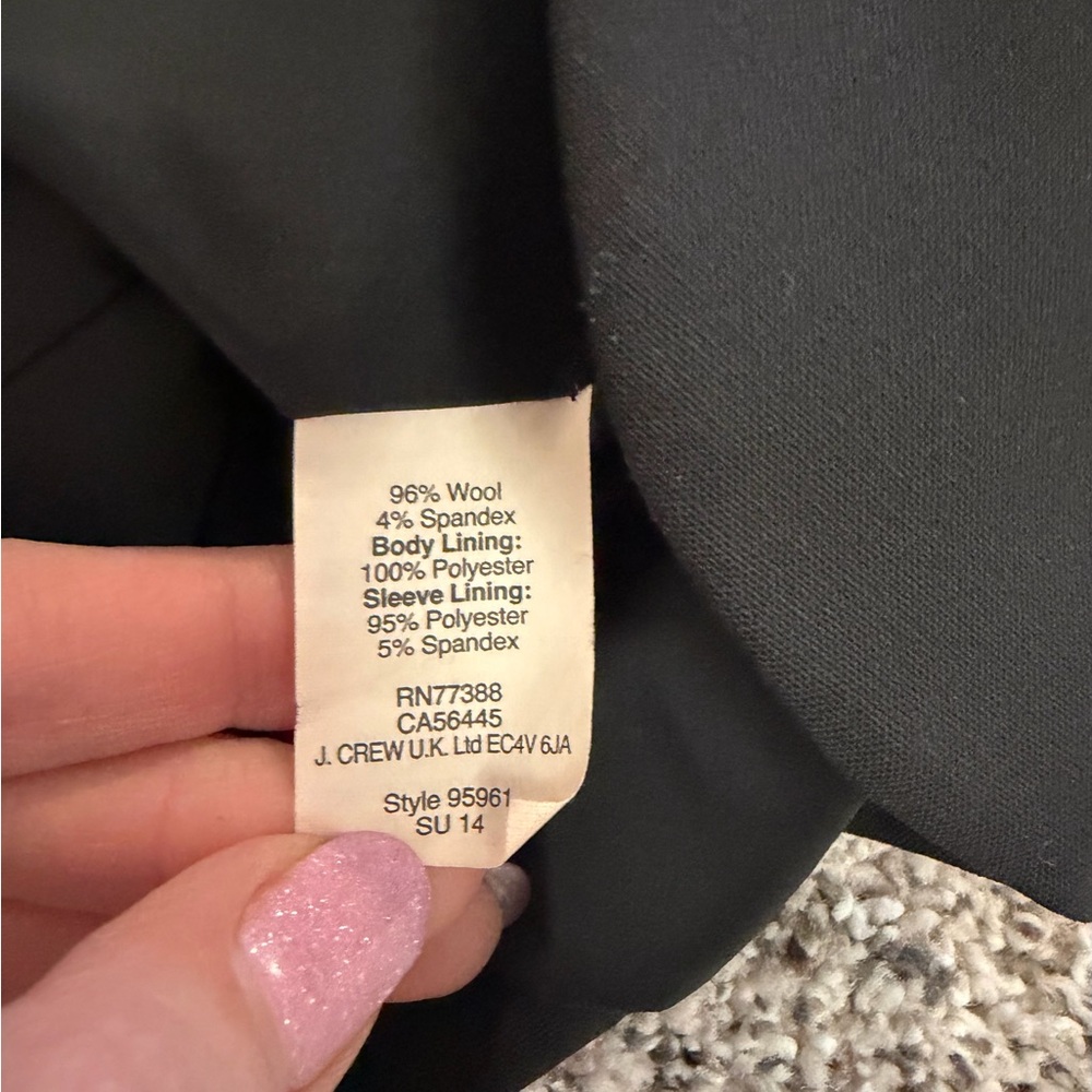 J.Crew 1035 Super 120’s Wool Blazer Black Two Button Career Jacket Size 6 - Picture 4 of 4